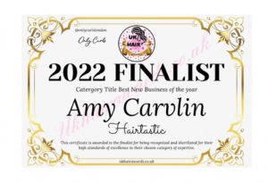 Amy Carlin is a 2021 finalist hairstylist with the Hairtastic certificate.